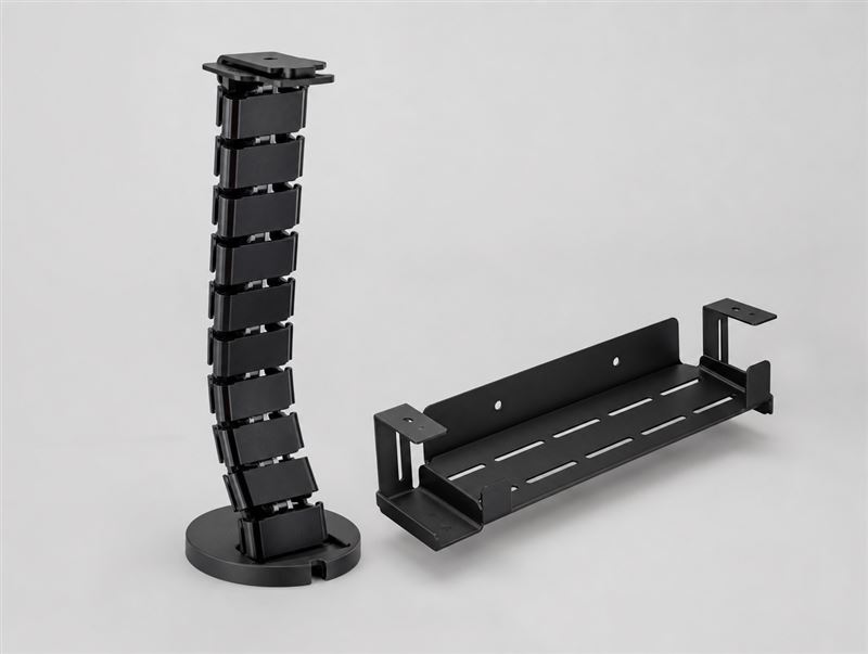 Cable spine + power strip mount